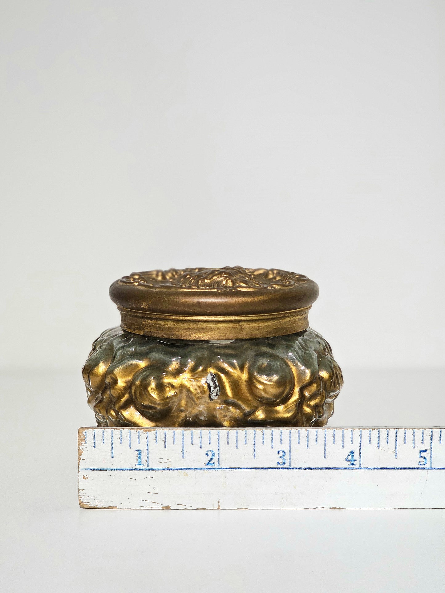Married Antique Goofus Glass Vanity Box