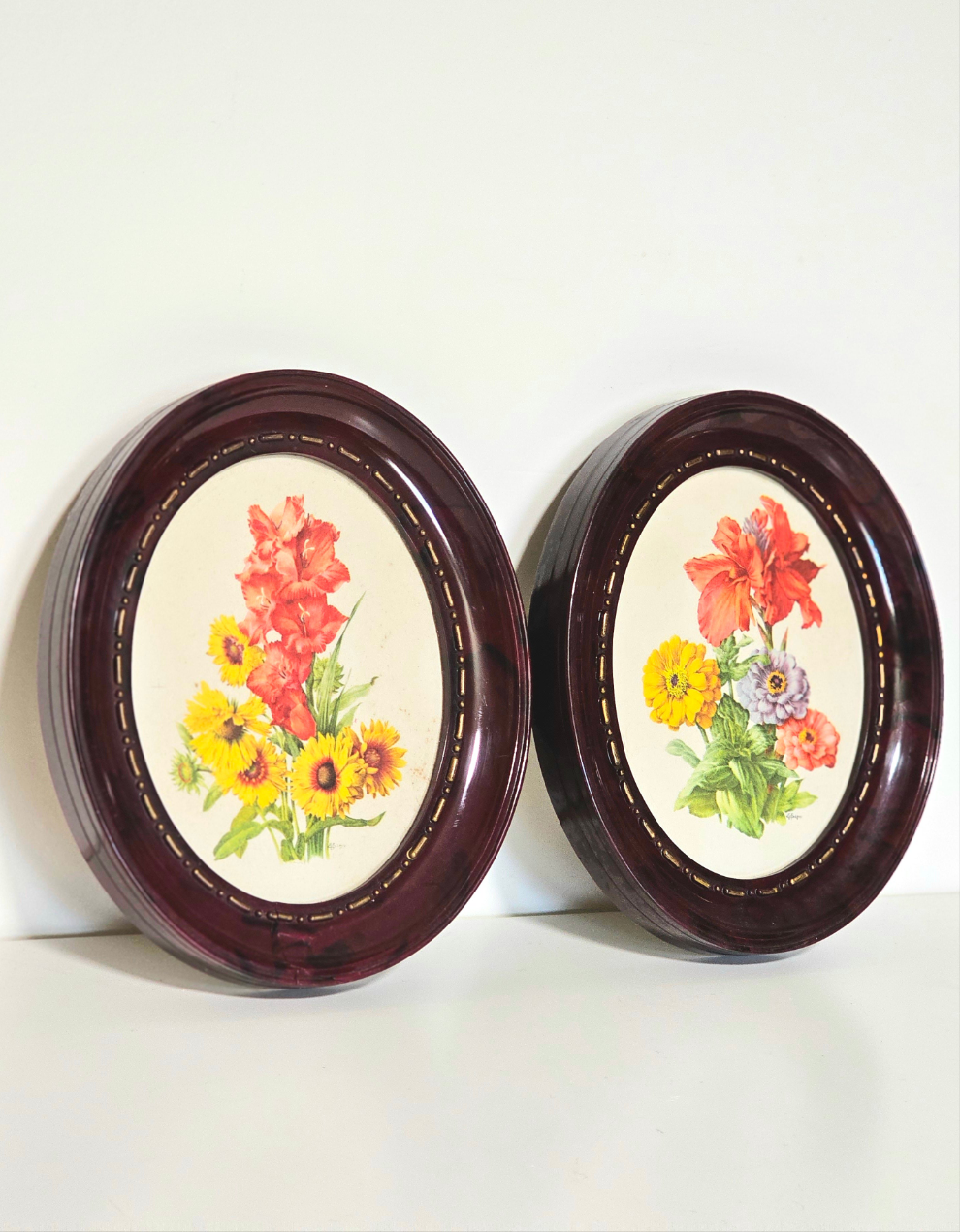 Vintage Oval Tortiseshell Flower Prints