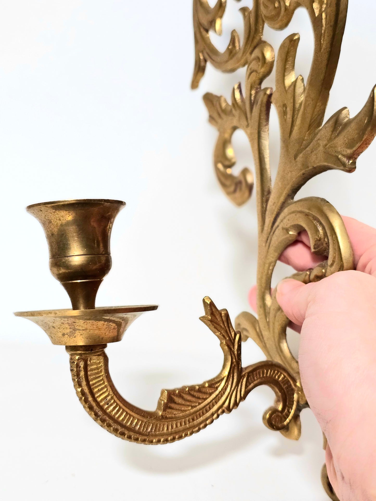 Vintage Brass Ornate Wall Sconce