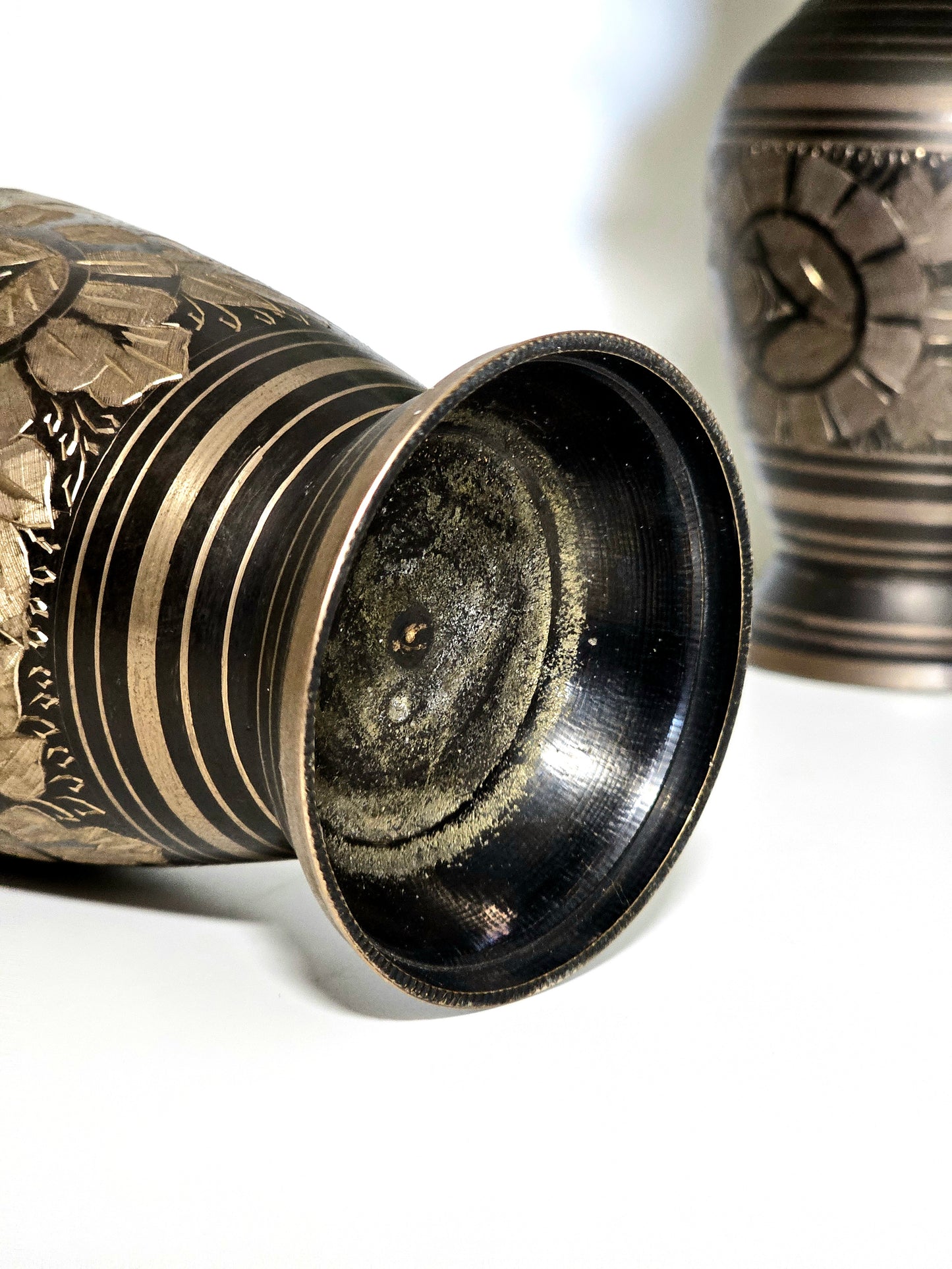 Etched Two-Toned Brass Vases