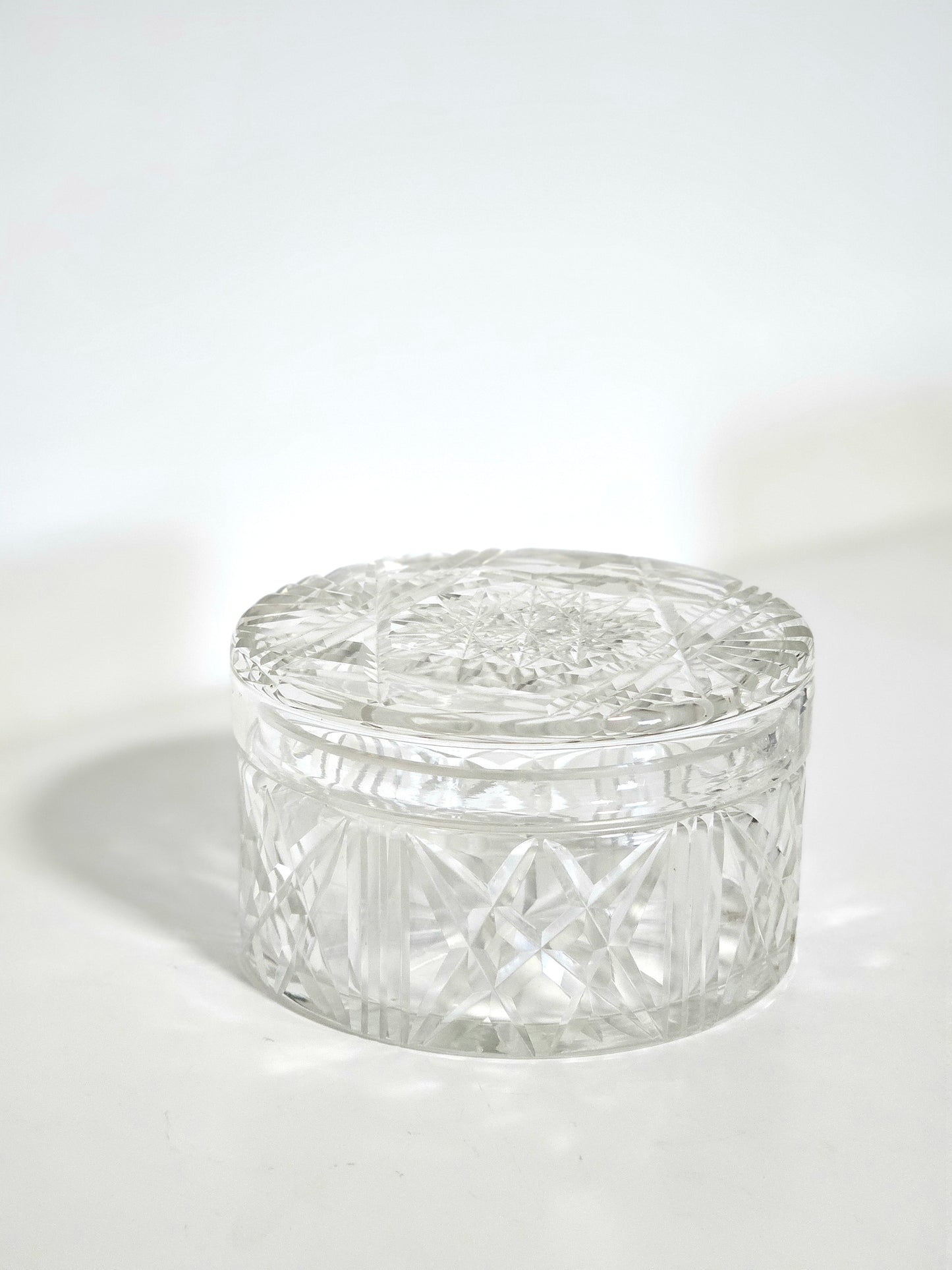 Cut Glass Lipped Lid Vanity Box