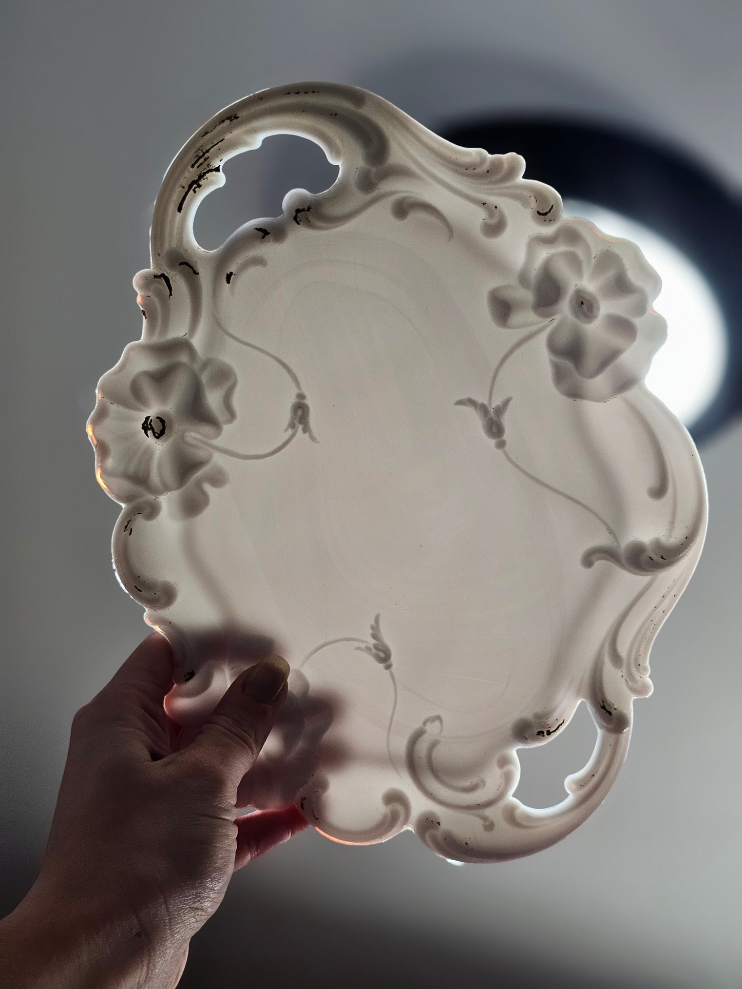 Antique Victorian Milk Glass Dresser Dish