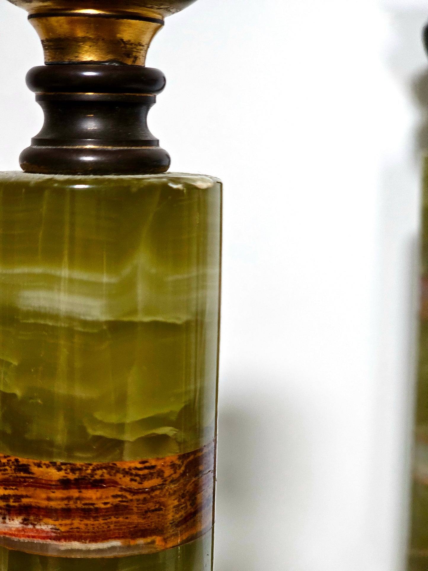 Green Onyx & Marble Stacked Candlesticks