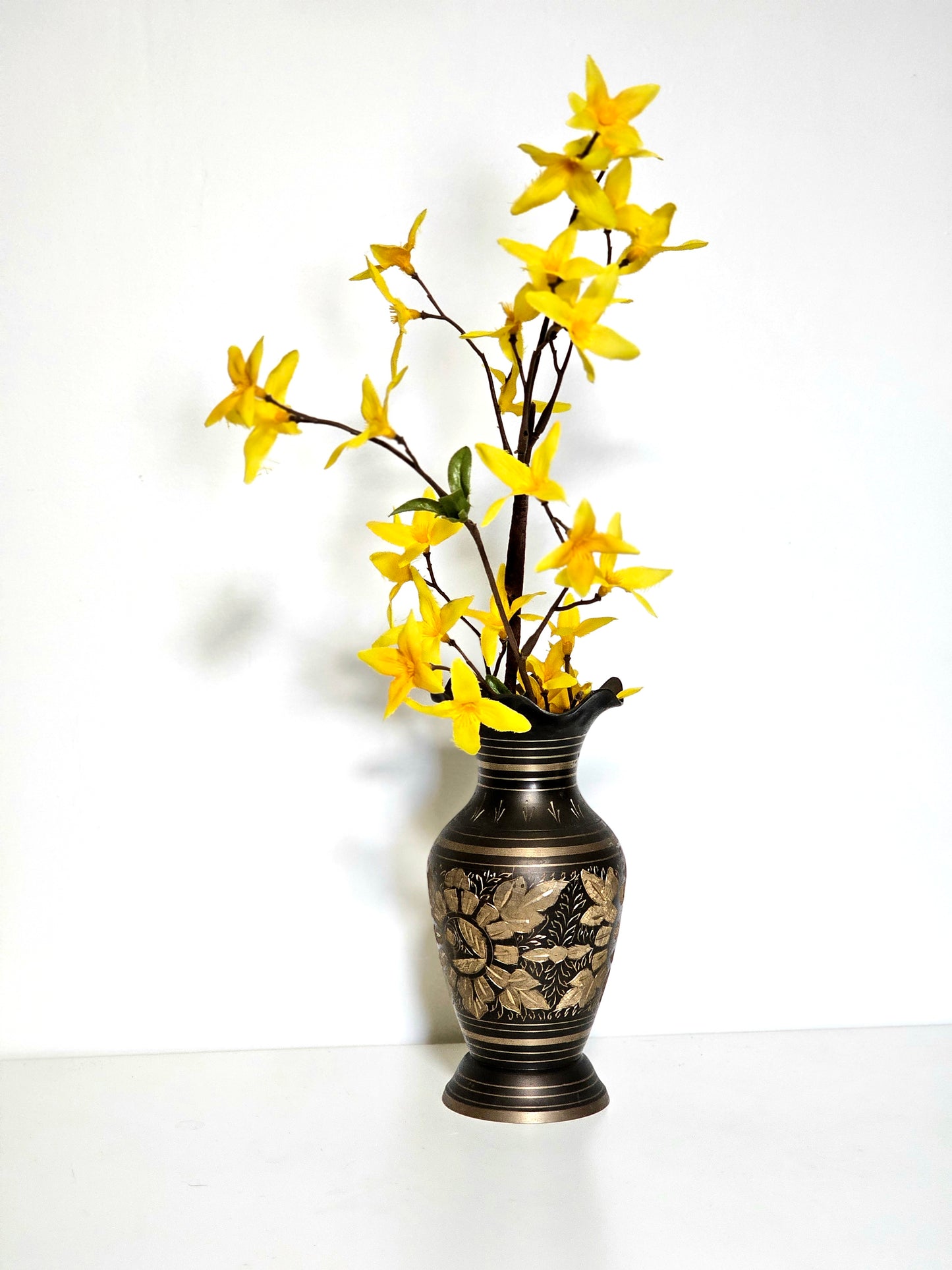 Etched Two-Toned Brass Vases