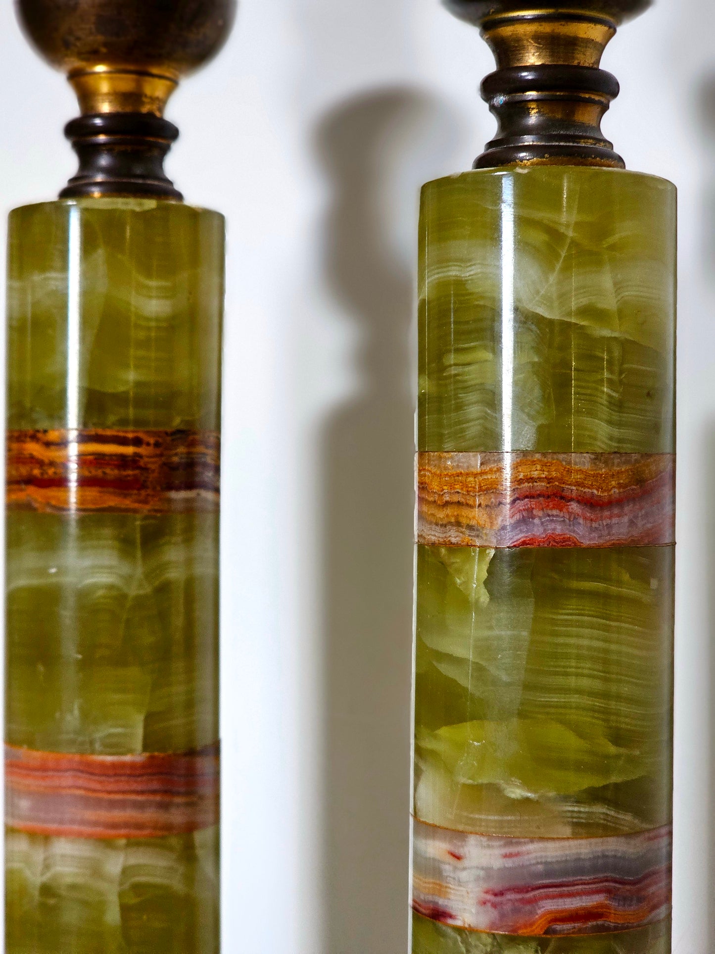 Green Onyx & Marble Stacked Candlesticks