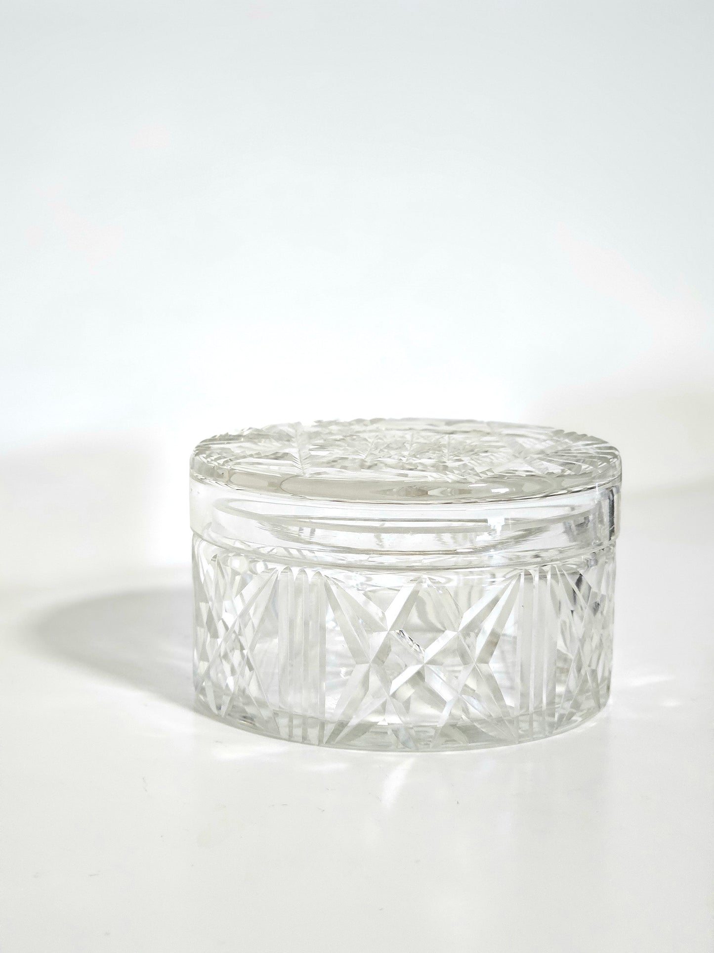 Cut Glass Lipped Lid Vanity Box