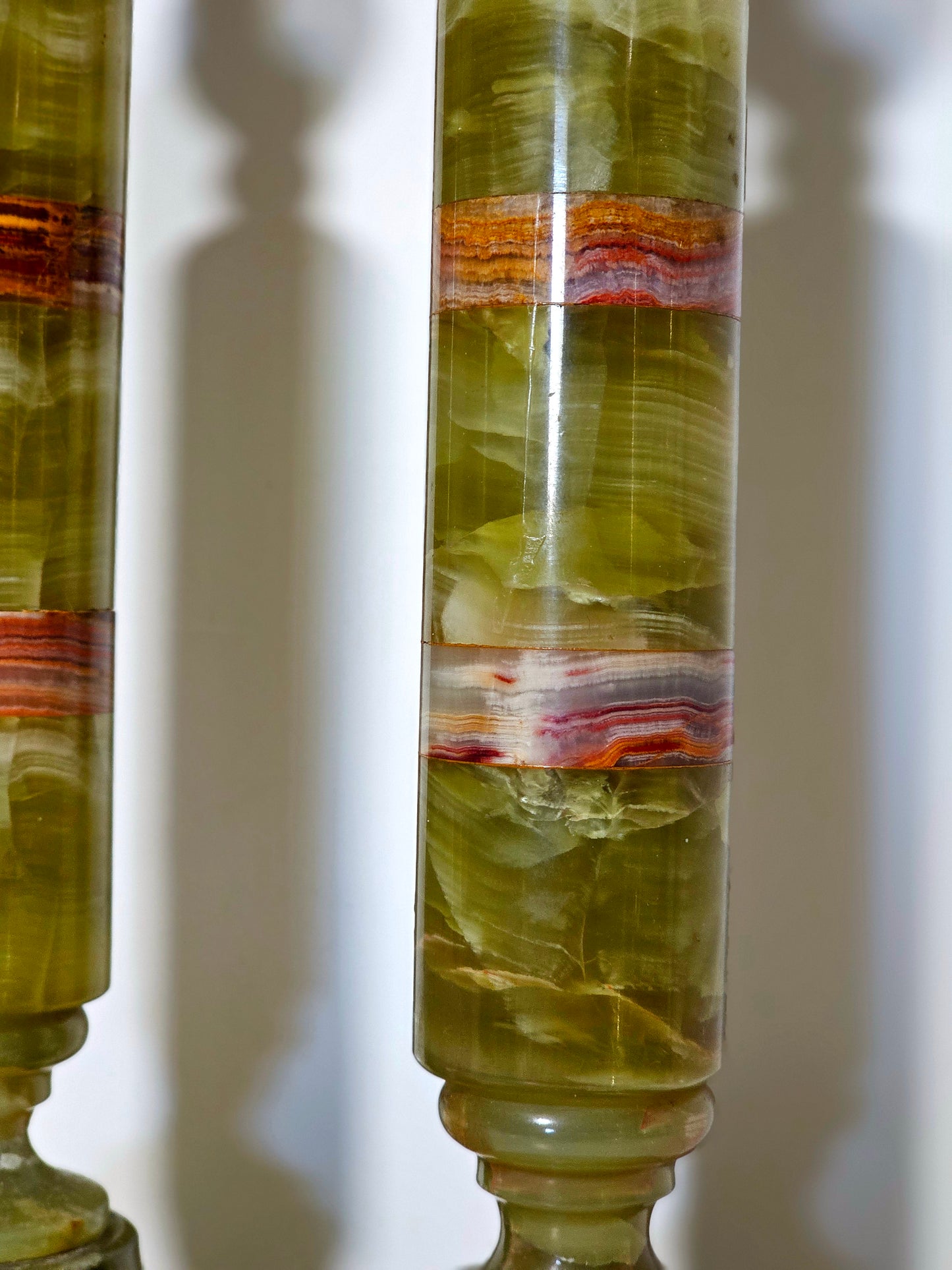 Green Onyx & Marble Stacked Candlesticks