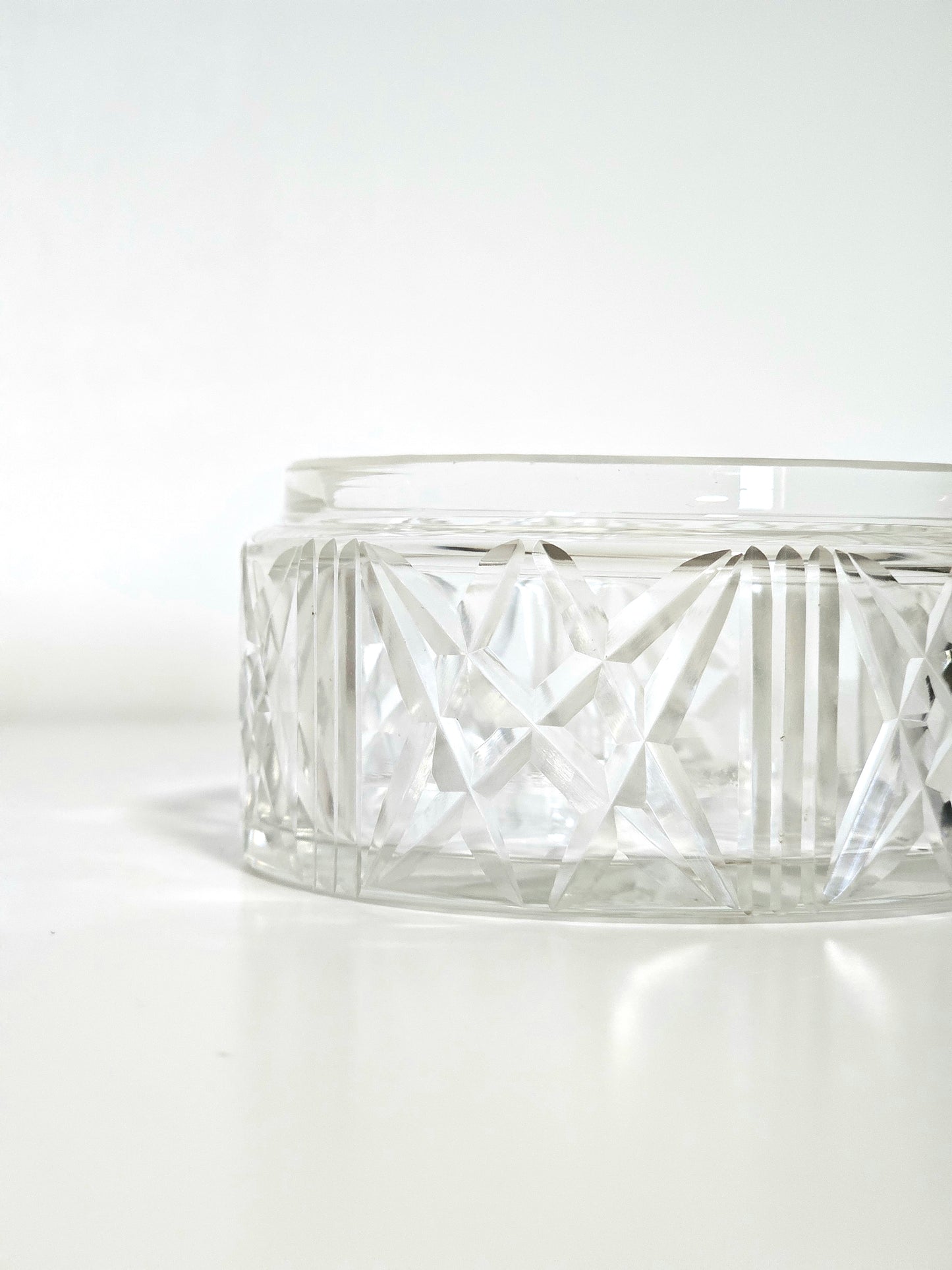 Cut Glass Lipped Lid Vanity Box