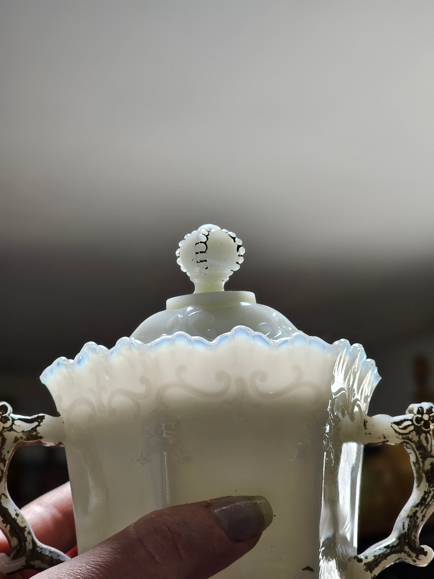 Antique Westmoreland Milk Glass Sugar Bowl