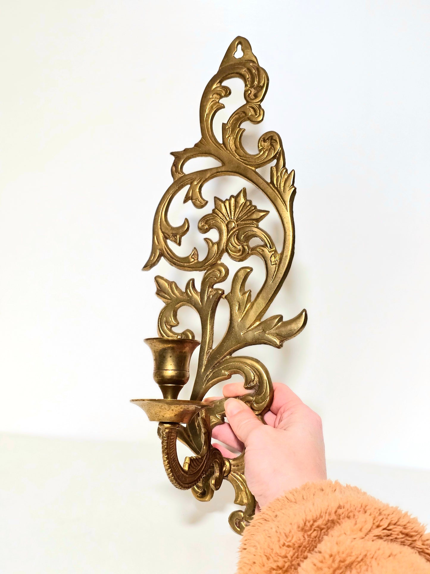 Vintage Brass Ornate Wall Sconce