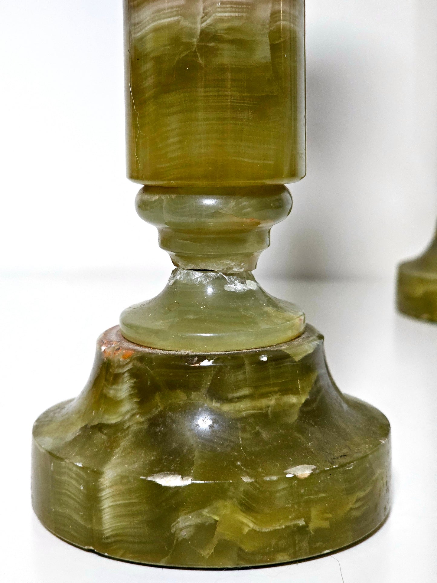 Green Onyx & Marble Stacked Candlesticks