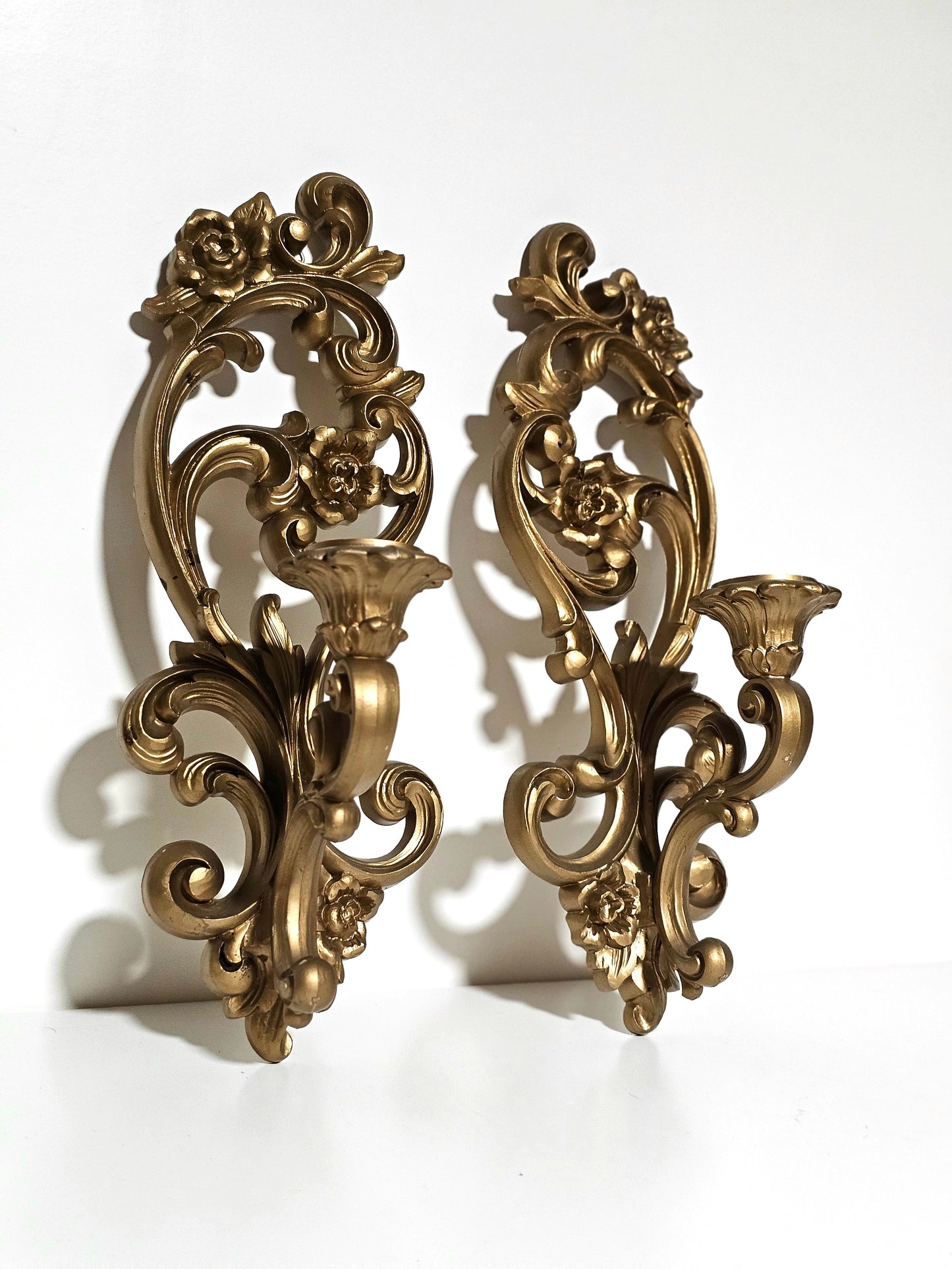 1971 Homco Ornate Wall Sconce Pair