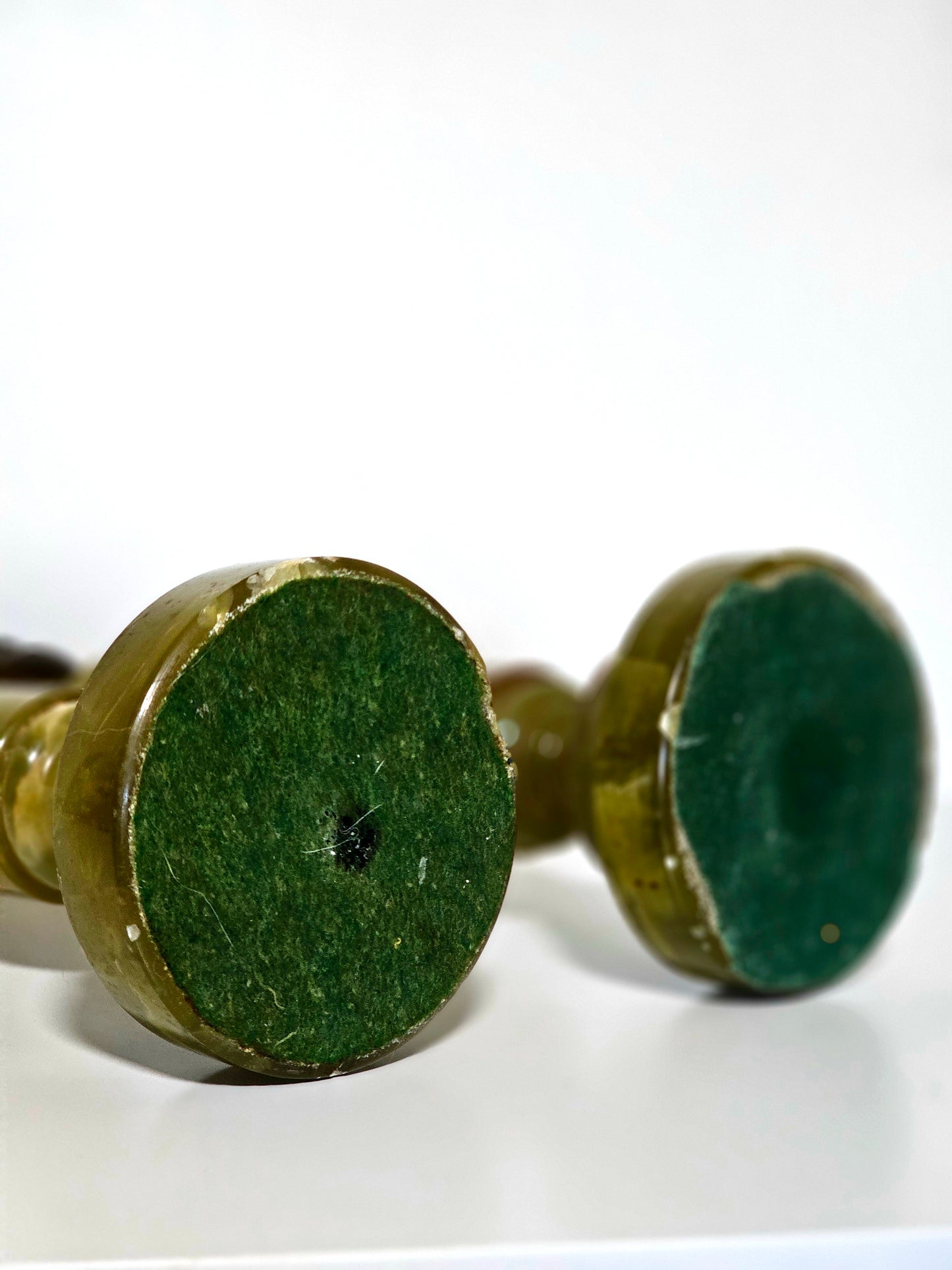 Green Onyx & Marble Stacked Candlesticks