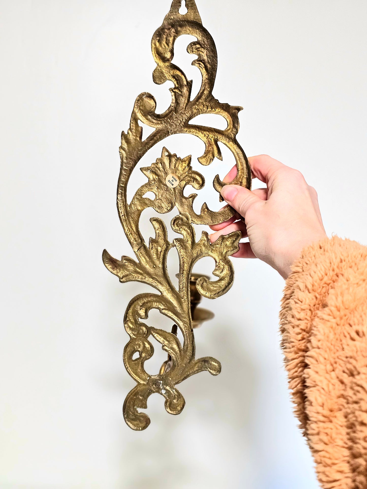 Vintage Brass Ornate Wall Sconce