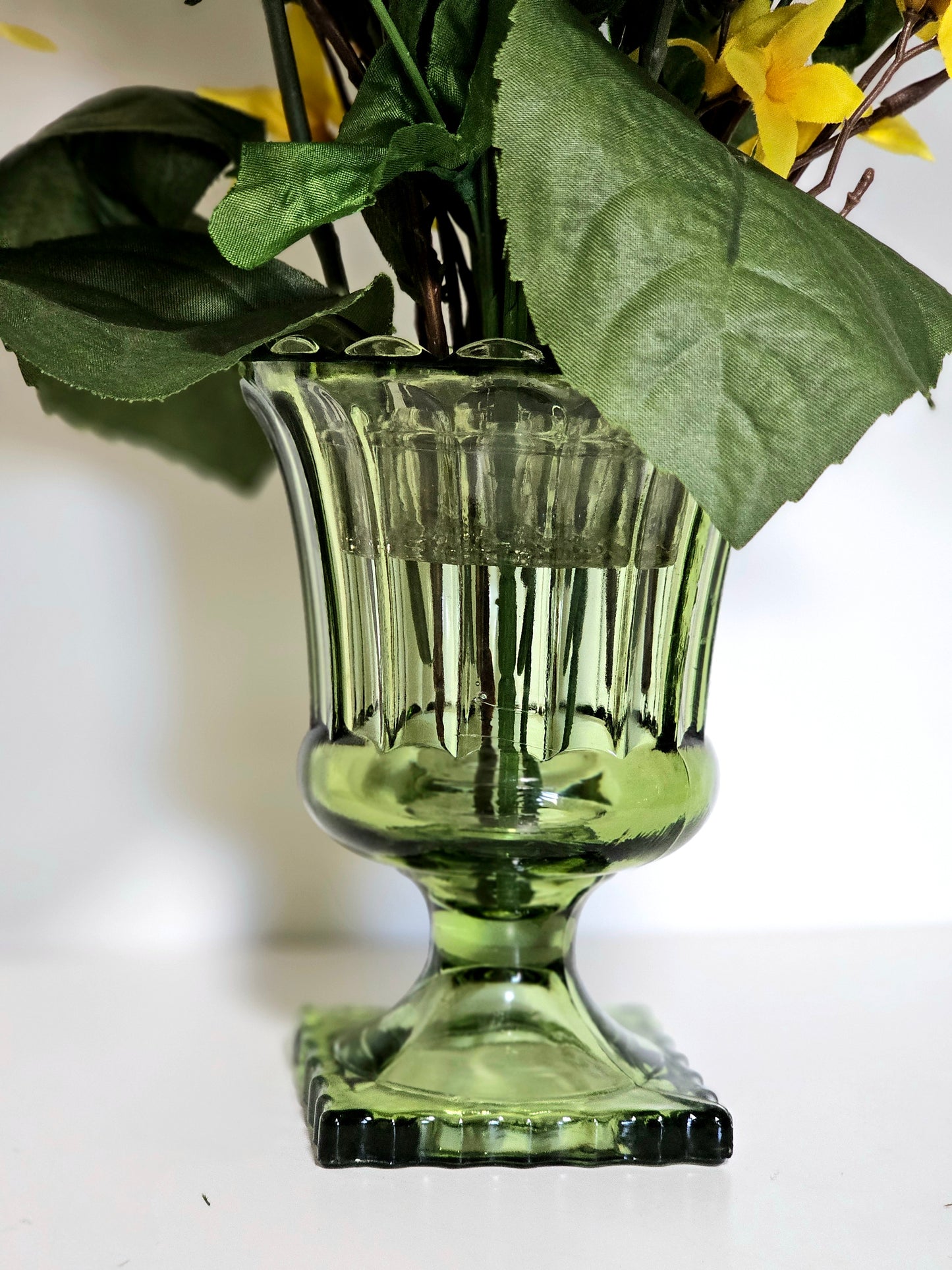 Hazel Atlas Avacado Pedestal Vase