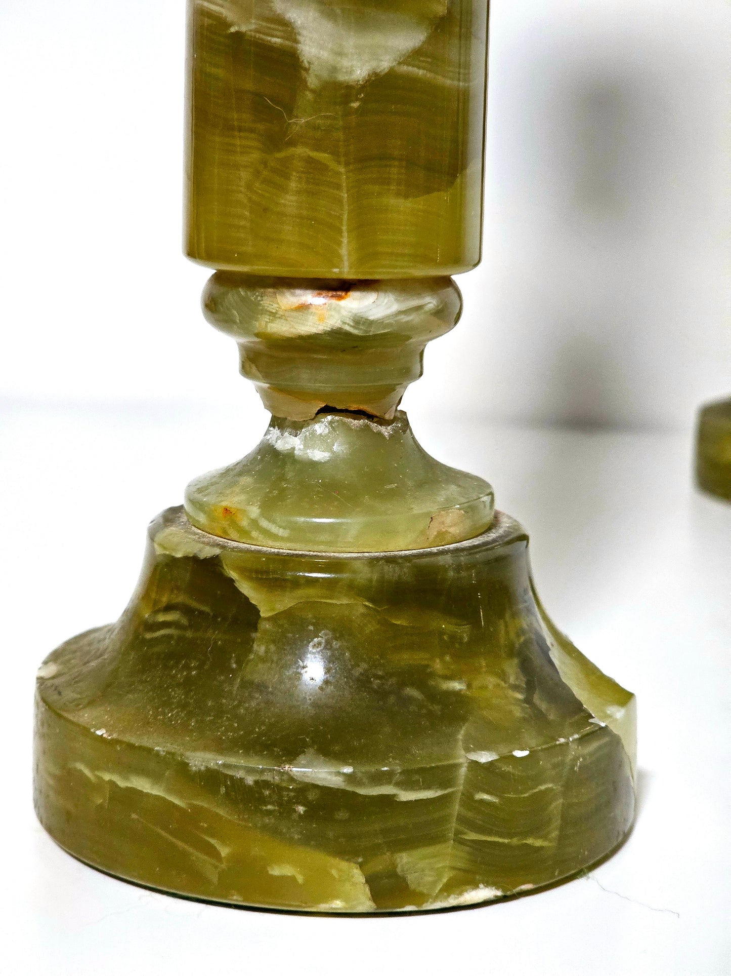 Green Onyx & Marble Stacked Candlesticks