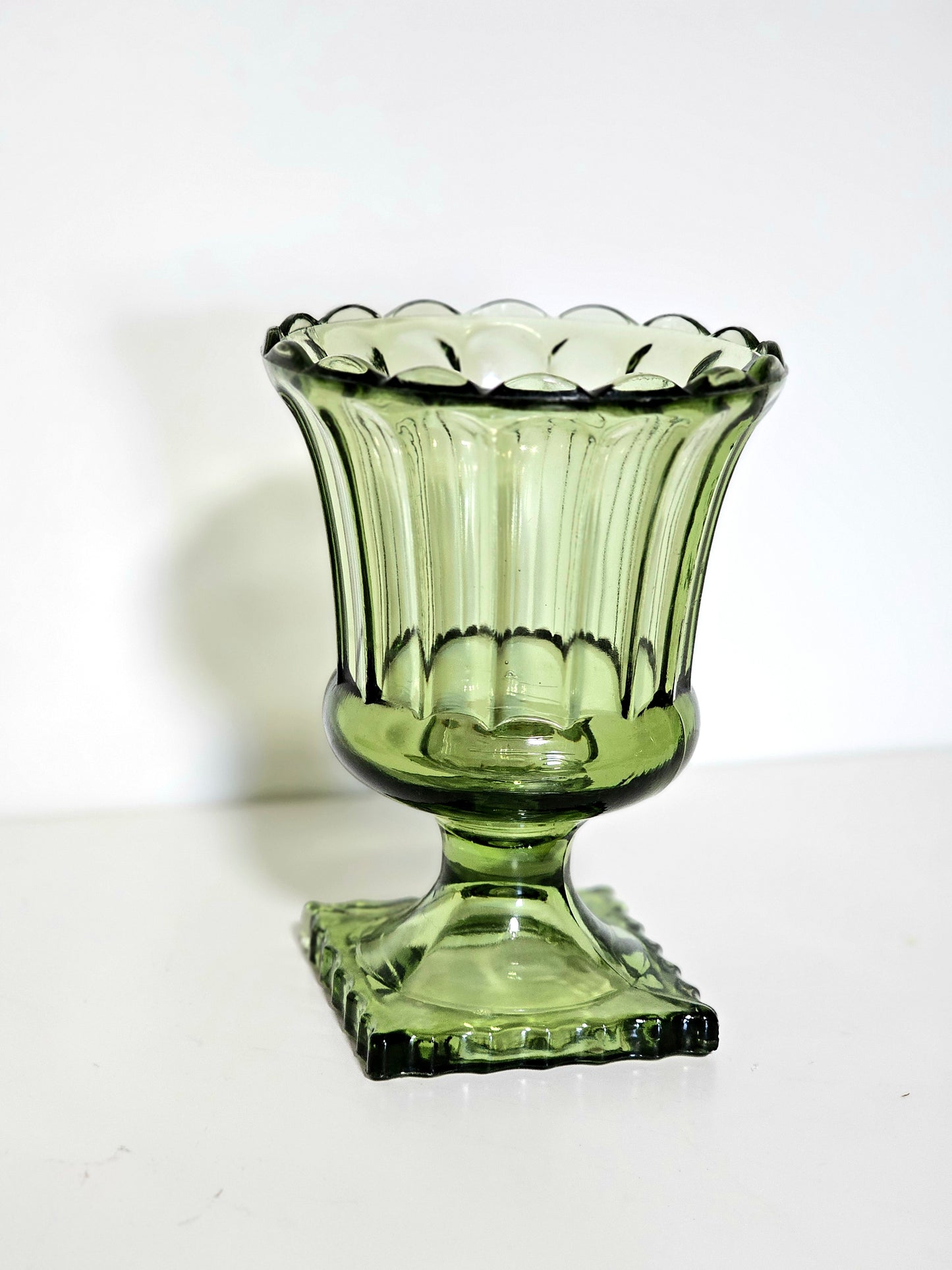 Hazel Atlas Avacado Pedestal Vase