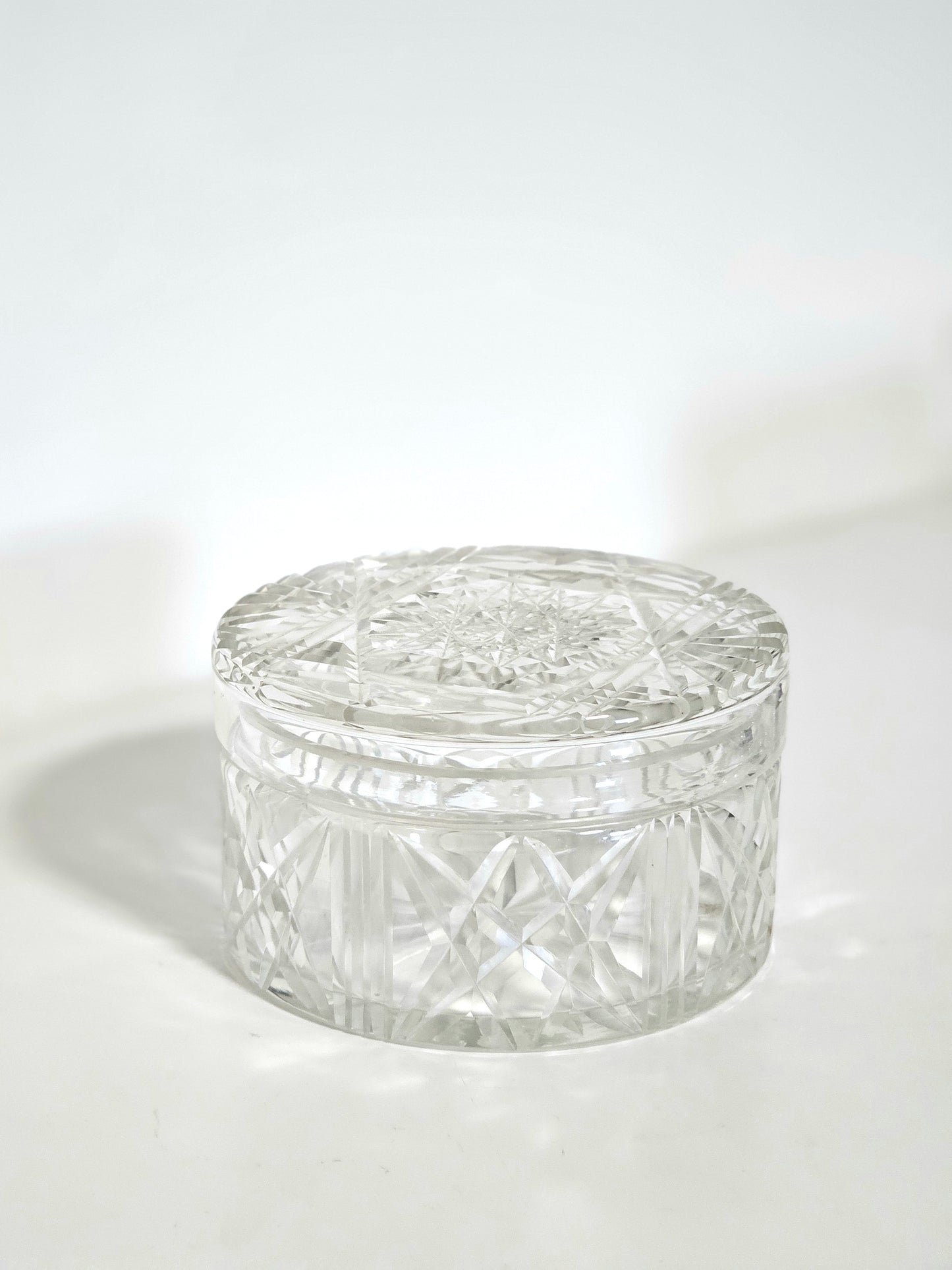 Cut Glass Lipped Lid Vanity Box