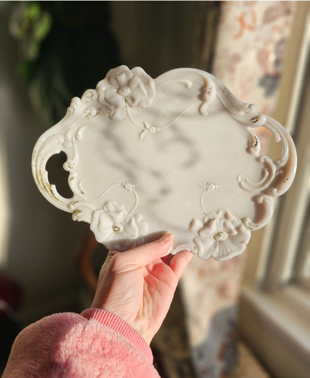 Antique Victorian Milk Glass Dresser Dish