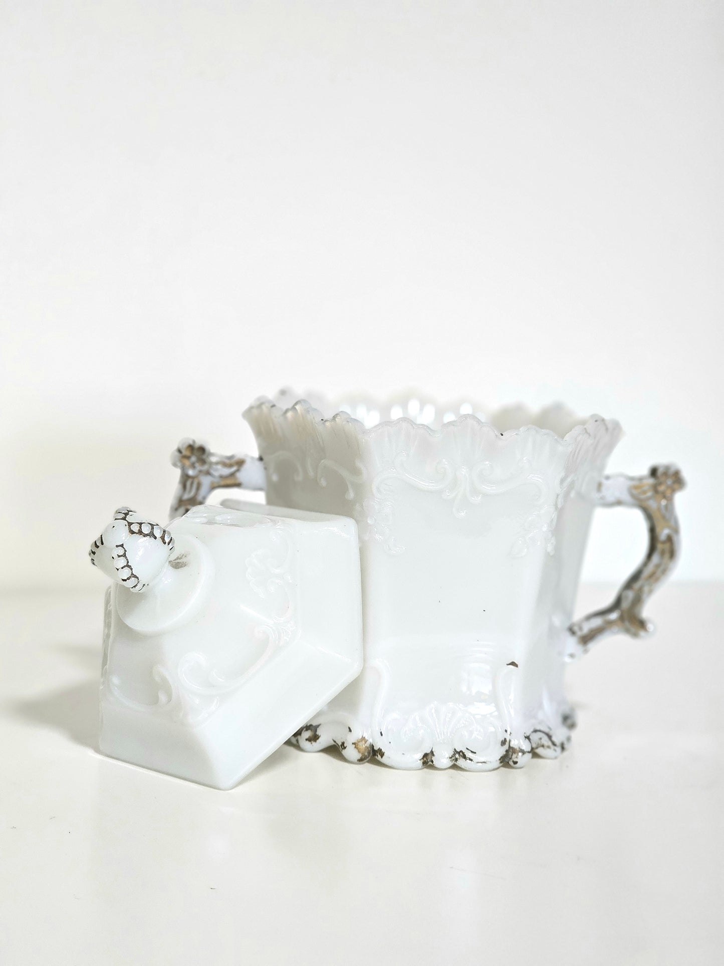 Antique Westmoreland Milk Glass Sugar Bowl