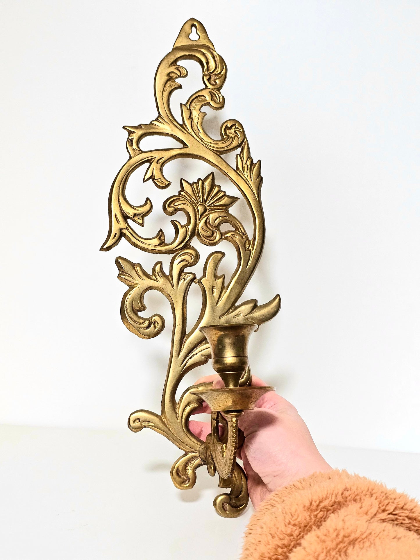 Vintage Brass Ornate Wall Sconce