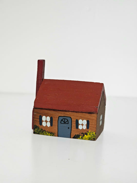 Red Roof Handmade Folk Art Wood House