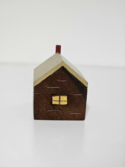 Tan Roof Handmade Folk Art Wood House