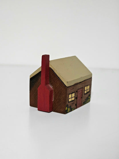 Tan Roof Handmade Folk Art Wood House