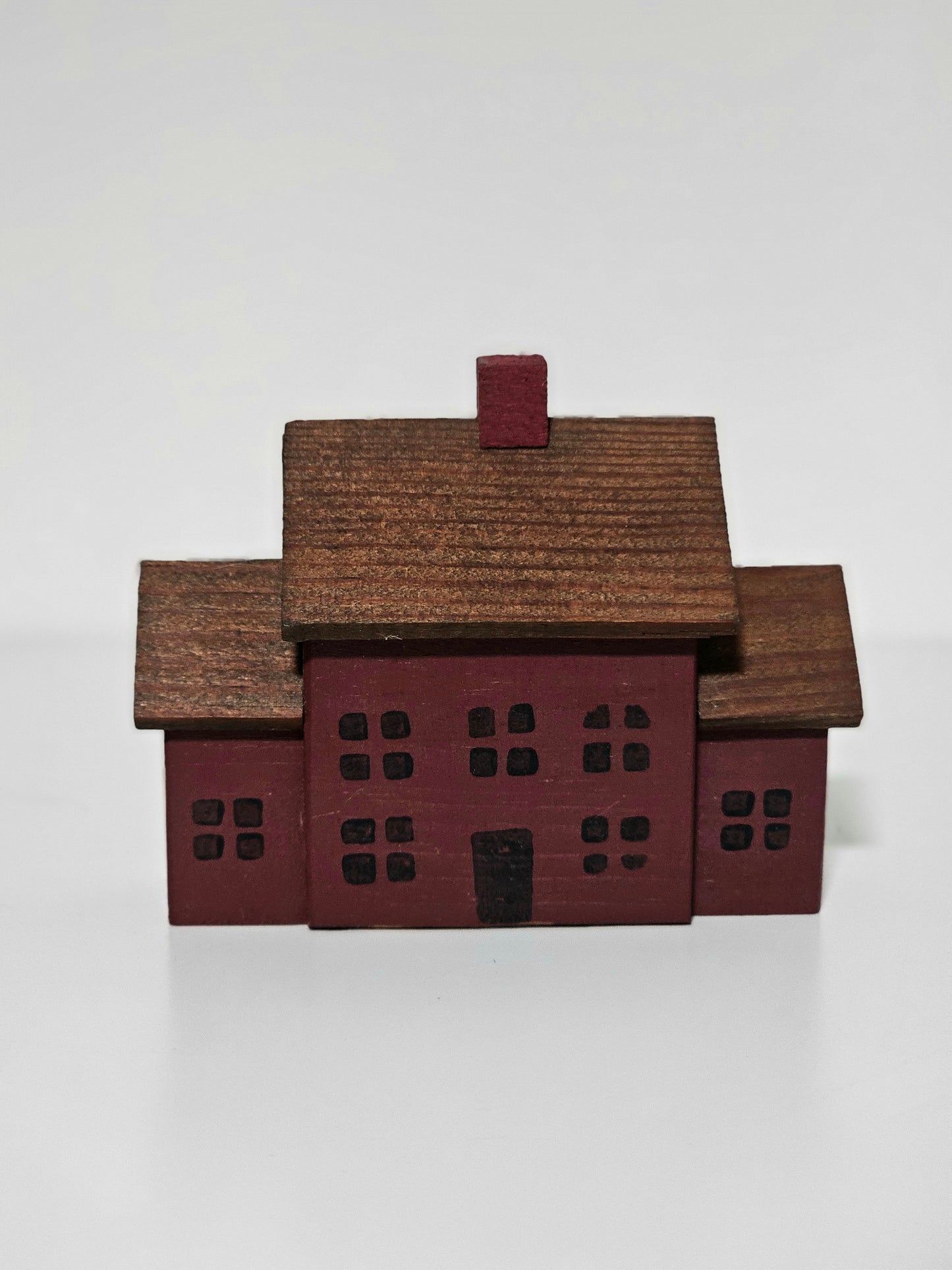 Vintage Folk Art Block Schoolhouse