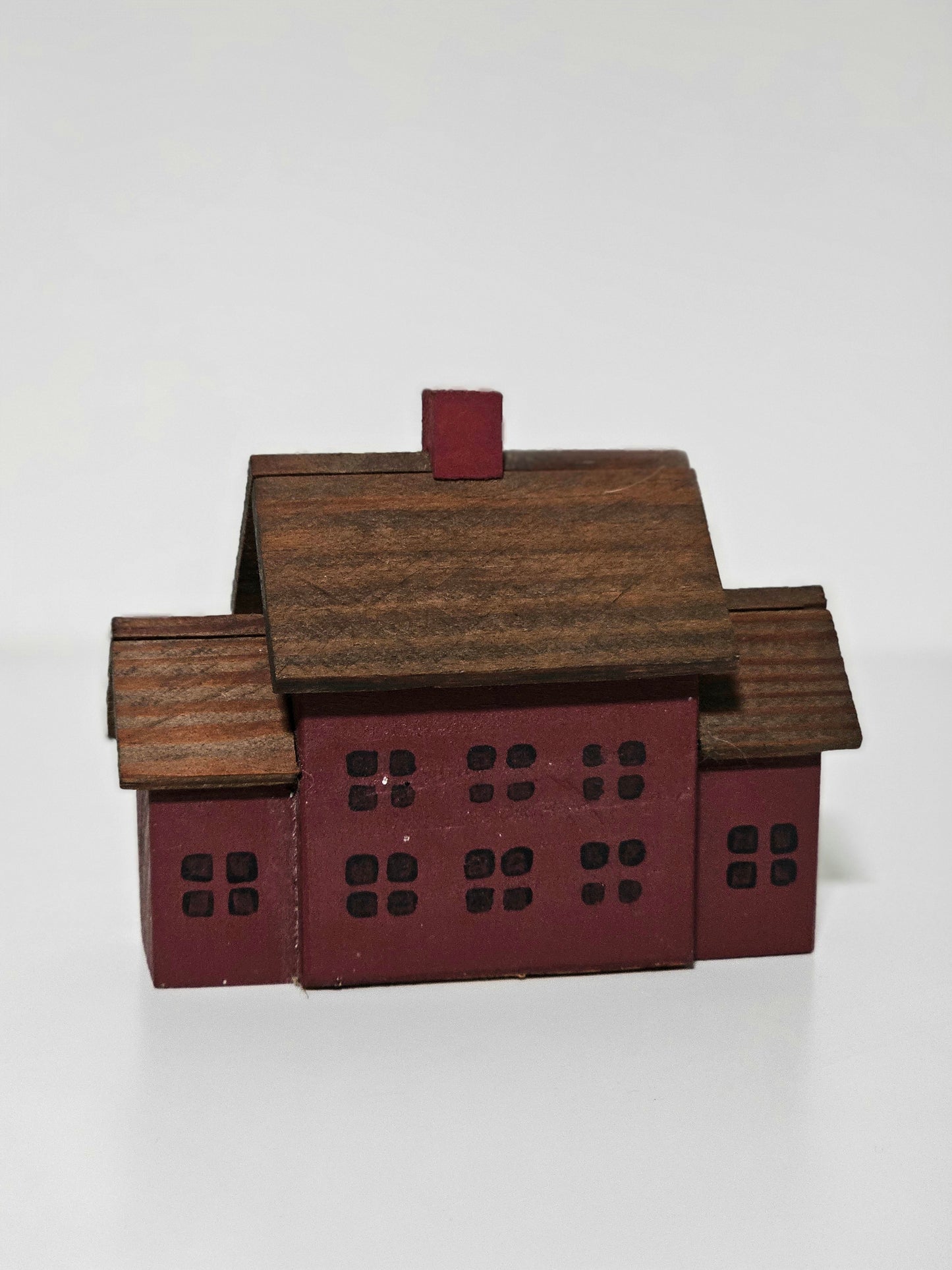 Vintage Folk Art Block Schoolhouse