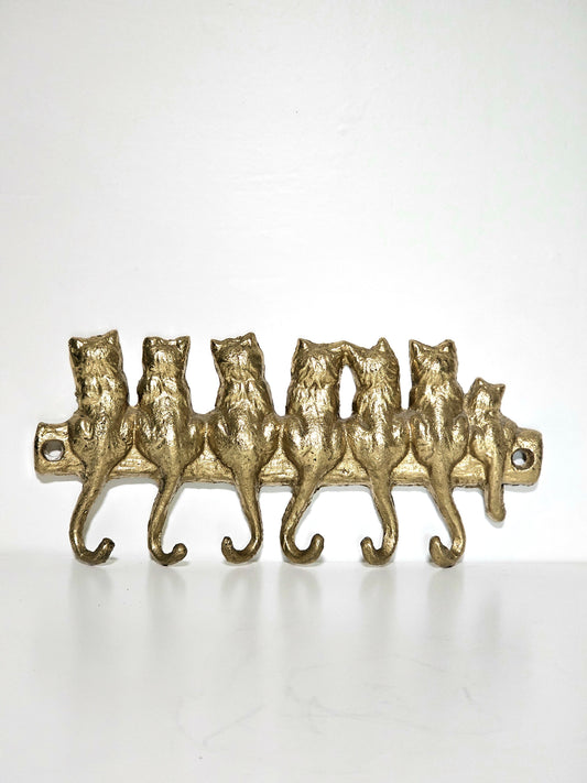 Brass Kitten Keyhook