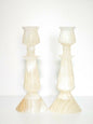 Carved Alabaster Candlestick Pair