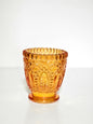 Pressed Glass Amber Votive Holder