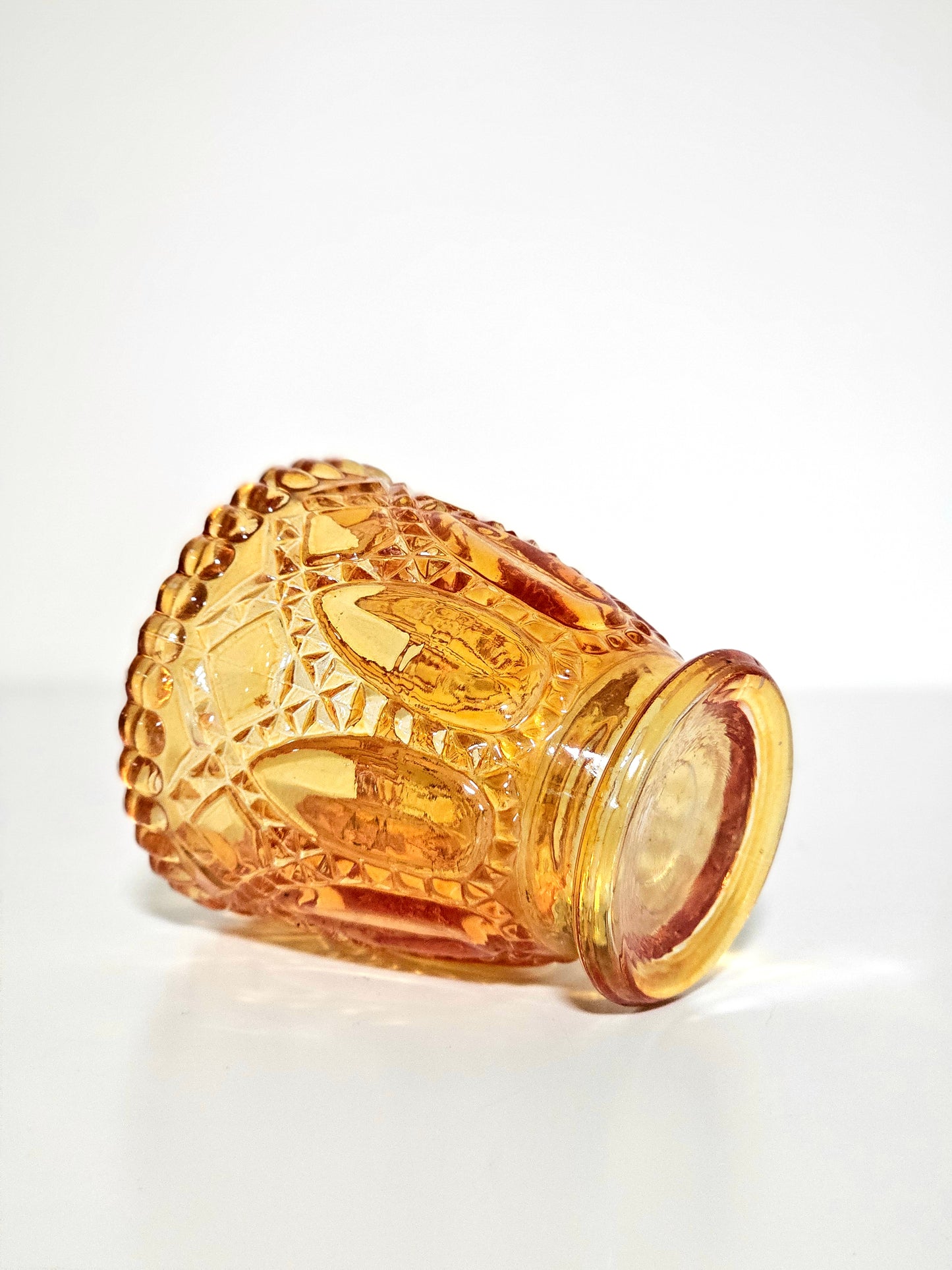 Pressed Glass Amber Votive Holder