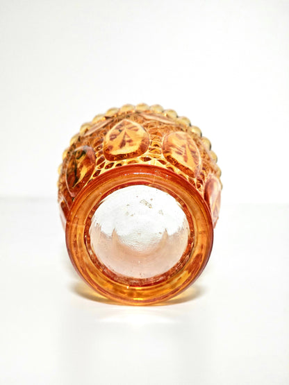 Pressed Glass Amber Votive Holder