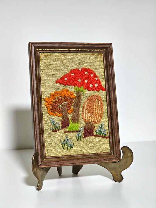 Shabby Vintage Mushroom Crewel