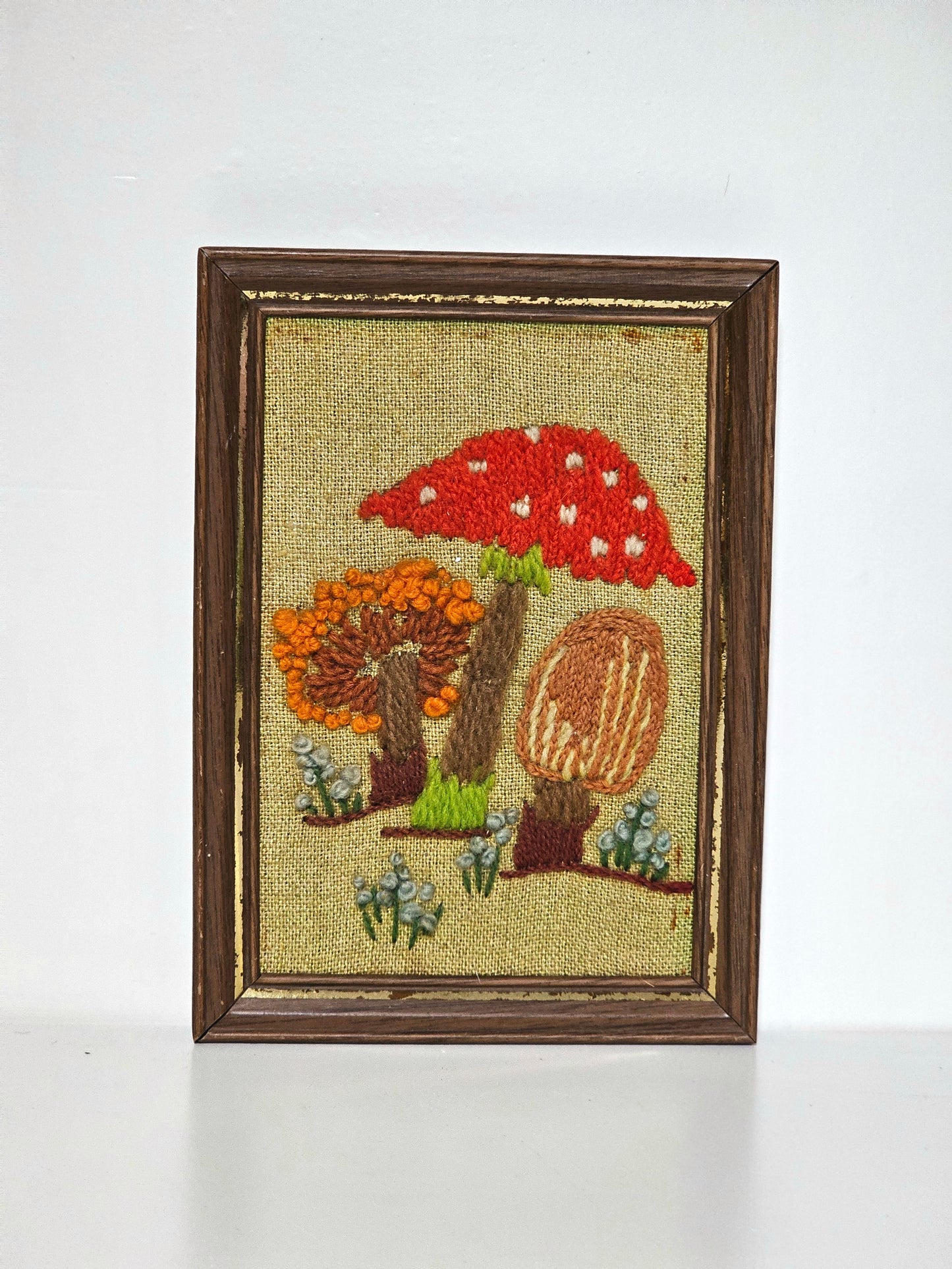 Shabby Vintage Mushroom Crewel