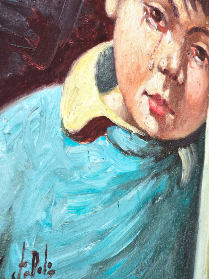 Italian Oil Painting Portrait of Crying Boy