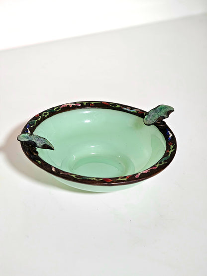 Rare Peking Glass Copper Rim Ashtray