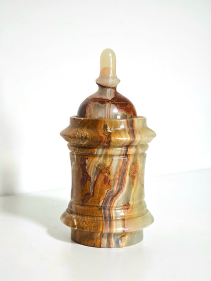 Banded Onyx Marble Lidded Jar
