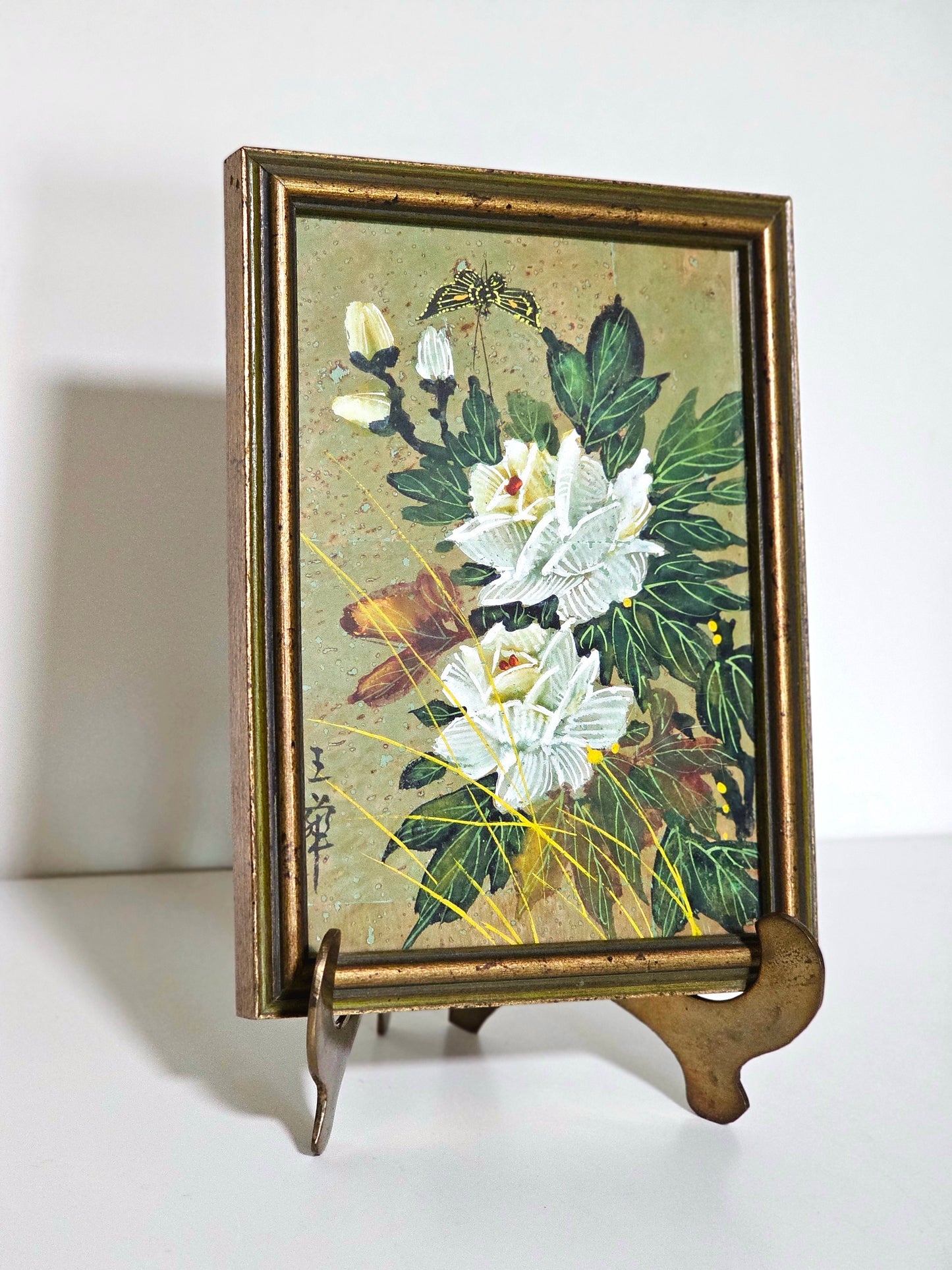 Handmade Paper Gouache Peony Butterfly Painting