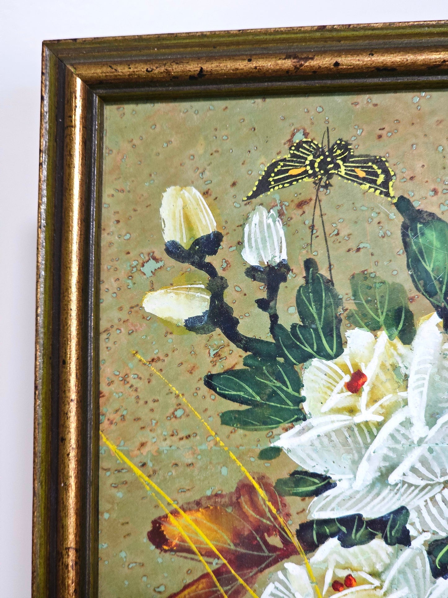 Handmade Paper Gouache Peony Butterfly Painting