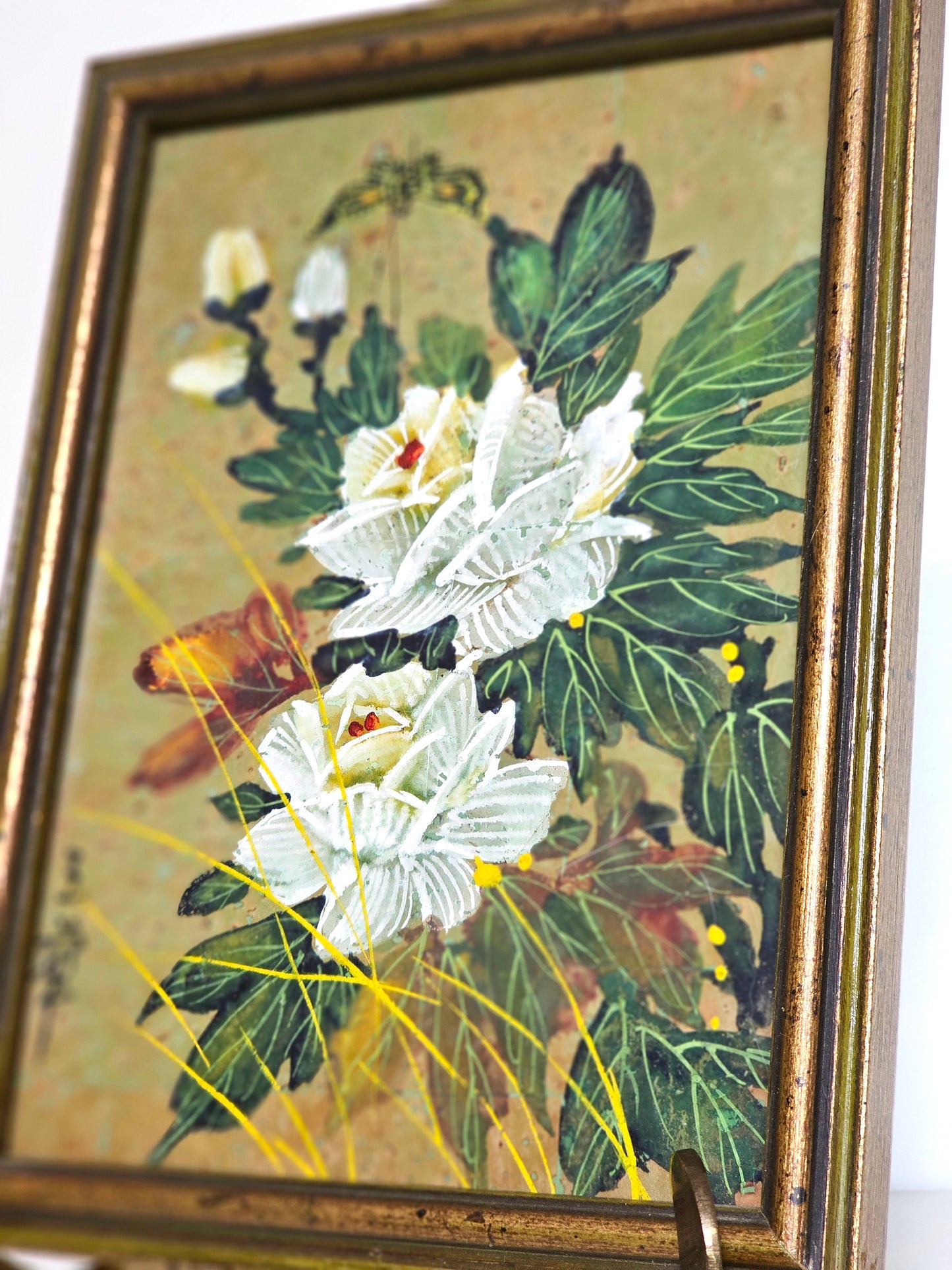 Handmade Paper Gouache Peony Butterfly Painting