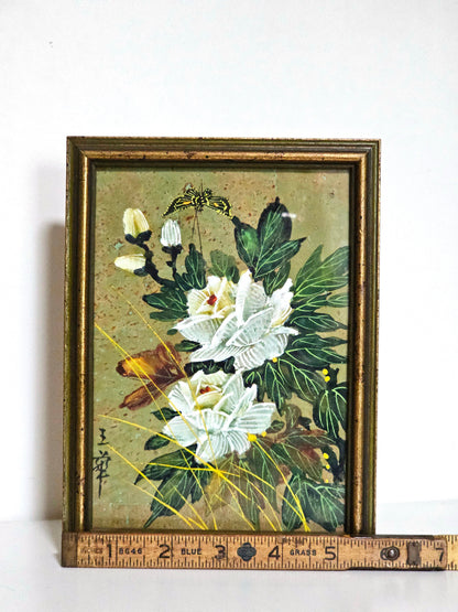 Handmade Paper Gouache Peony Butterfly Painting