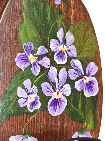 Handpainted Cottage Pansy Wall Candle Holder