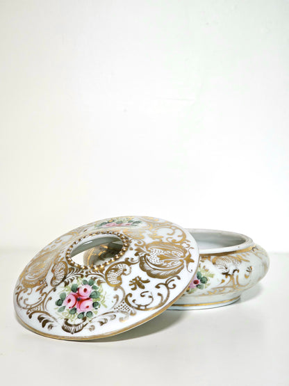 Handpainted Porcelain Victorian Hair Receiver