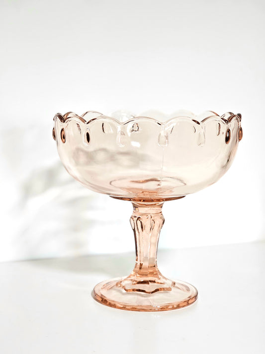Indiana Glass Rose Pink Teardrop Pedestal Compote