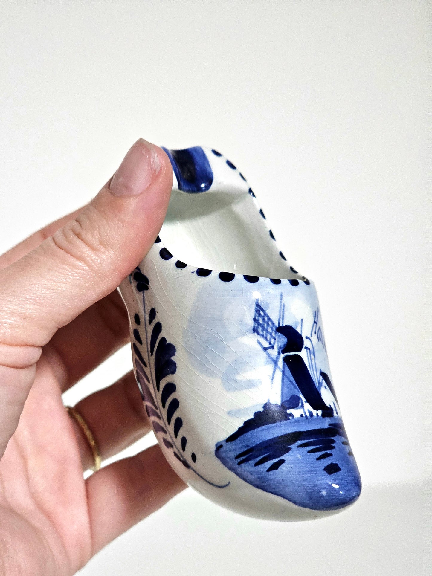 Handpainted Delft Blue Clog Shoe Ashtray