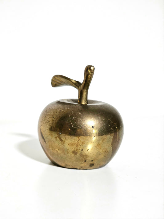 Stemmed Brass Apple Bell with Leaf