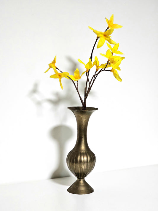 Italian Urn Style Ribbed Brass Vase